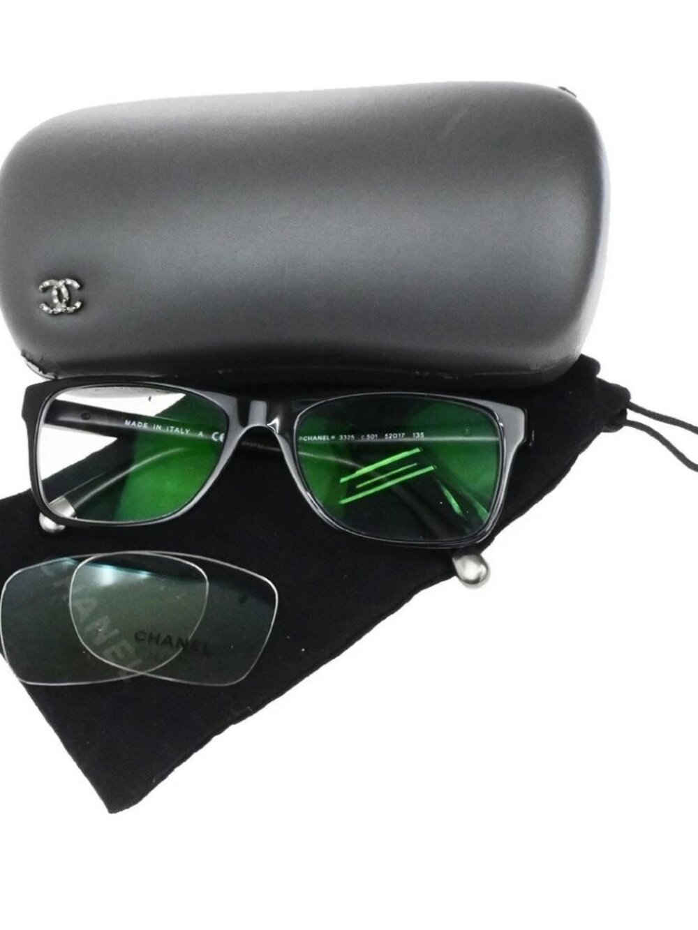 CHANEL CC Logo Matelasse Glasses Eye Wear Plastic Plastic BK 3325 Italy 05RL098